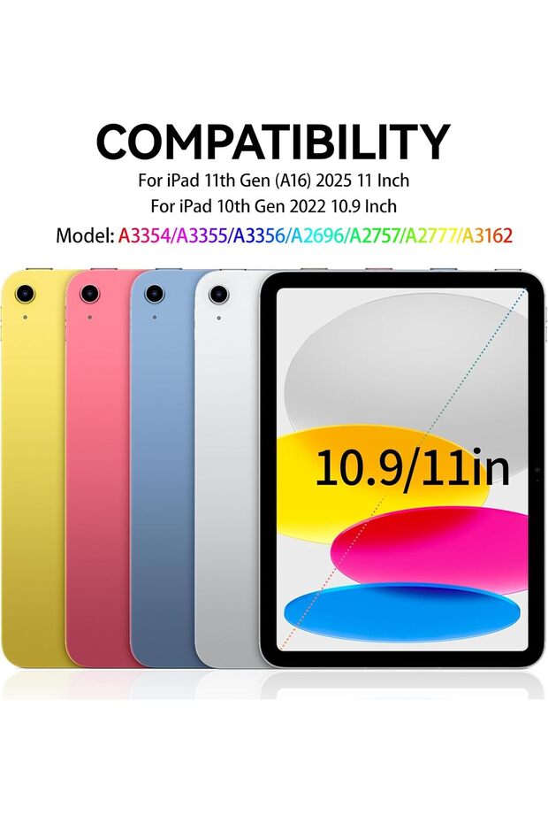 iPad 11Th Generation A16 2025 / 10Th Generation 10.9 Compatible Tablet Case with Keyboard Wireless Bluetooth Pen Compartment - 2