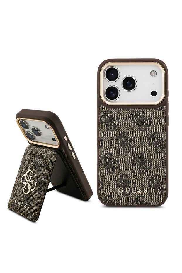 iPhone 17 Pro Compatible Case Licensed M-Safeli 4g Metal Large Logo Card Holder Cover Brown