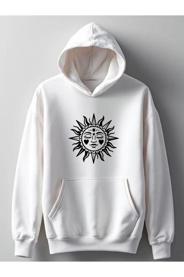 New Season Sun Printed 3 Yarn Cotton Cap Hooded Eatshirts