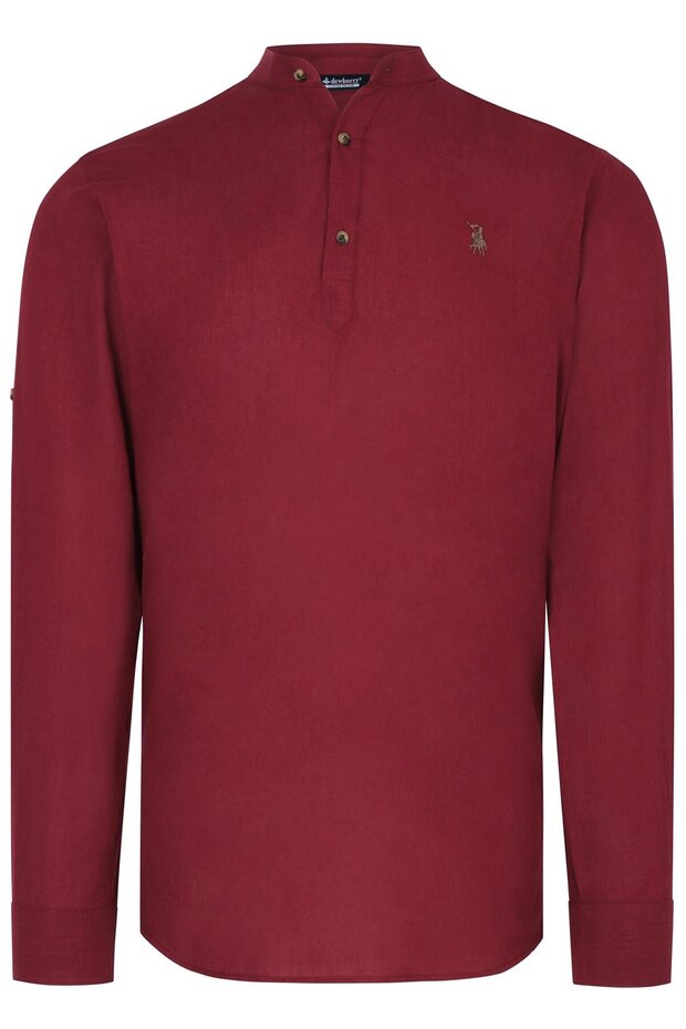 Men's Hakim Collar Cotton Shirt Claret Red G983