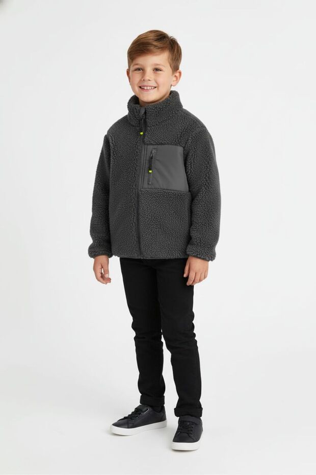 Unisex Kids Faux Wool Lined Jacket