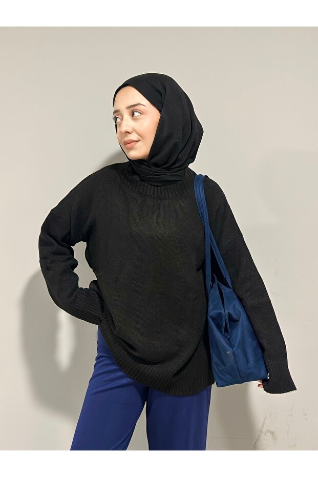 Crew Neck Plain Knitwear Sweater