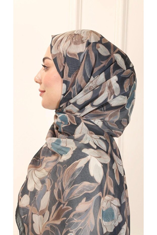 شال قطني منقوش باللون الأسود - 3