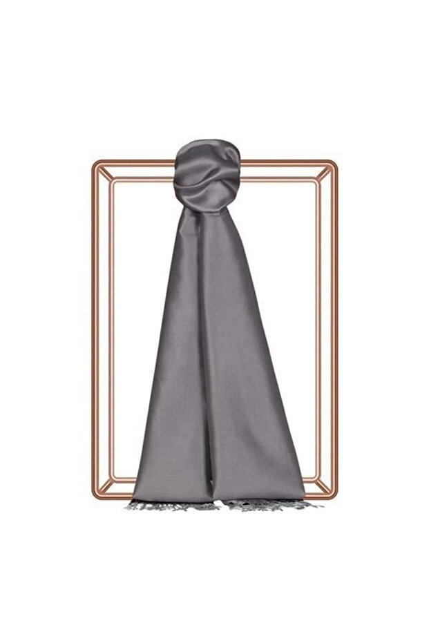 Çift Taraflı İpek Şal - Gri - 1