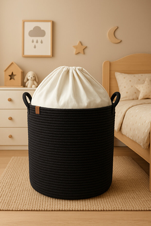 سلة من القش متعددة الأغراض مع حقيبة ذات فتحة قابلة للطي - 1