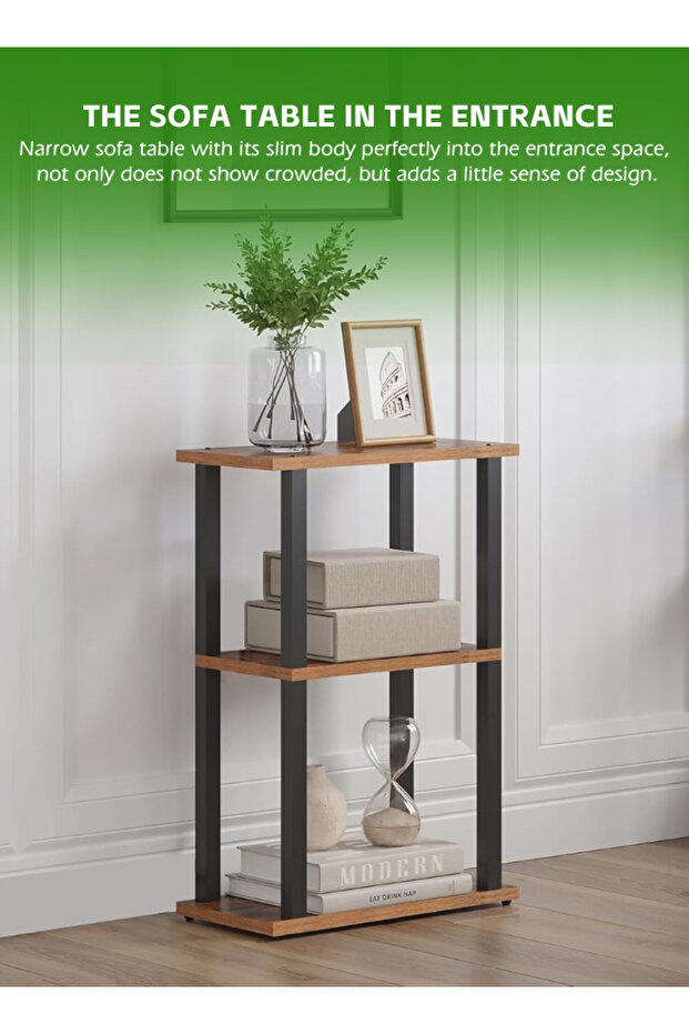 Side Table with Wheels Set of 2 End Table Nightstand with 2-Layer Storage Shelves for Living Room - 4