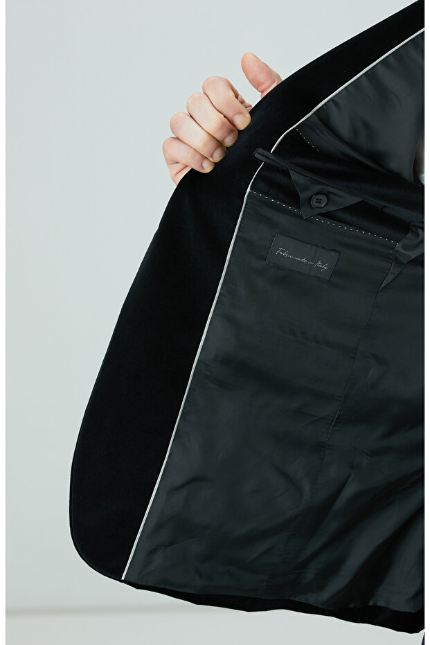 Siyah Kadife Smokin Ceket - 8