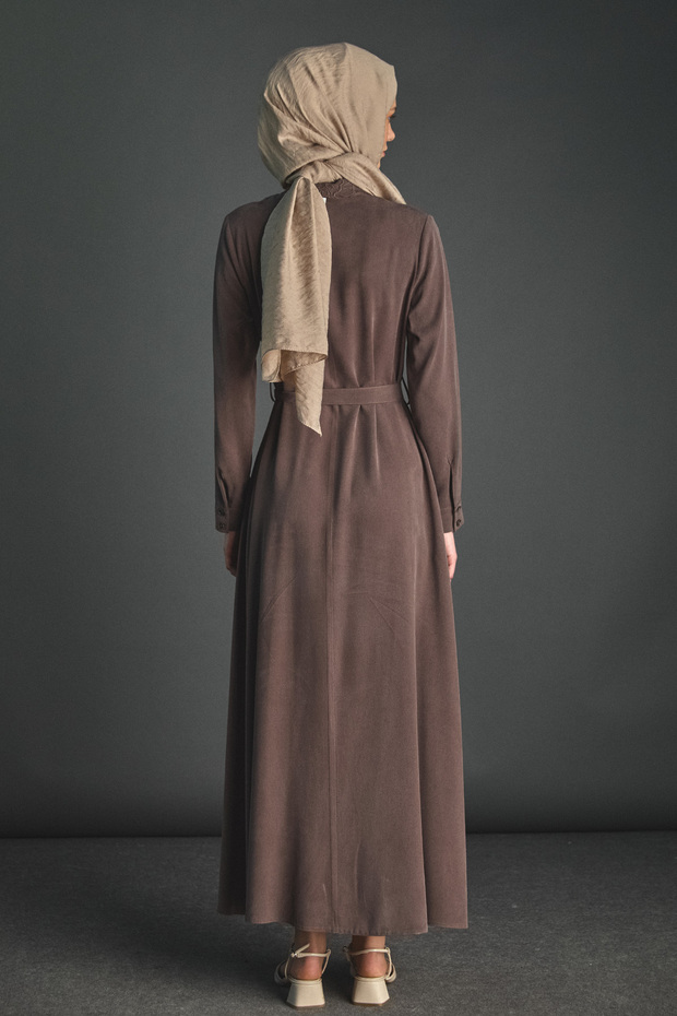 Kuşaklı Lyocell Elbise - 6