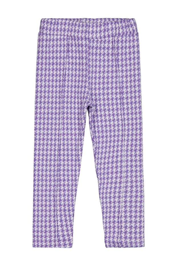 Houndstooth Pattern 10-13 Years Old Leggings - Lilac 10-11 Years Old