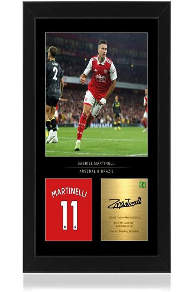 Gabriel Martinelli Signed A4 Framed Photo (20x30 cm, Reproduced Signature)