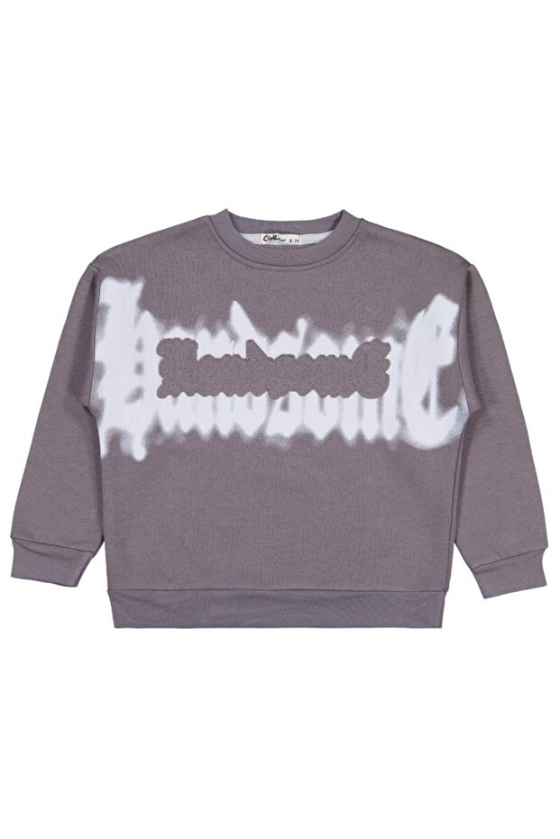 Banosome Printed 6-9 Years Old Sweatshirt - Gray 7-8 Years Old