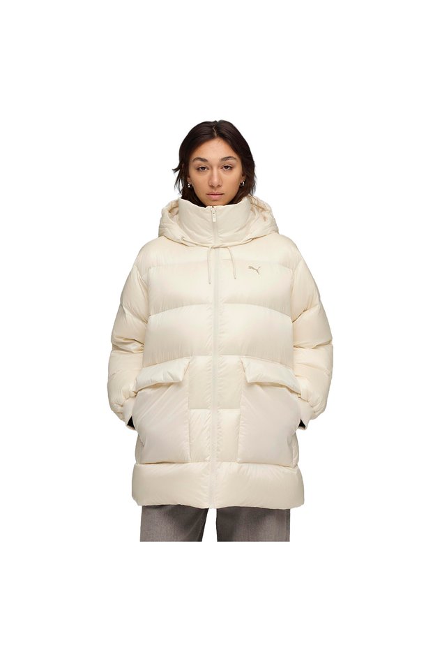 Style Hooded down Women's Beige Casual Style Coat 68838987
