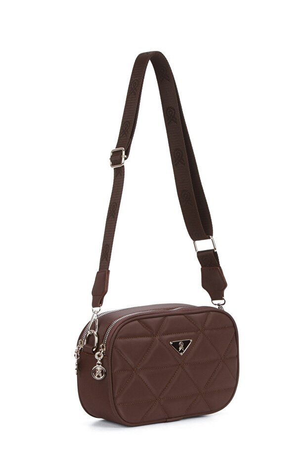 Women's Quilted Fabric Long Strap Hand and Shoulder Bag – Burgundy