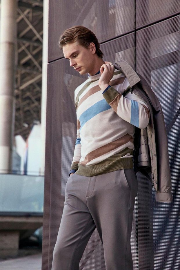 Erkek Bisiklet Yaka Triko Bej