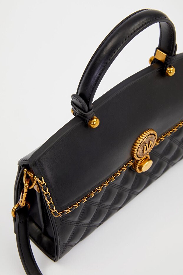 حقيبة كتف بنمط البقلاوة السوداء 930295 - 3