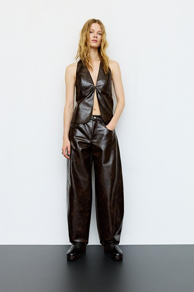 Kahverengi suni deri top - 3