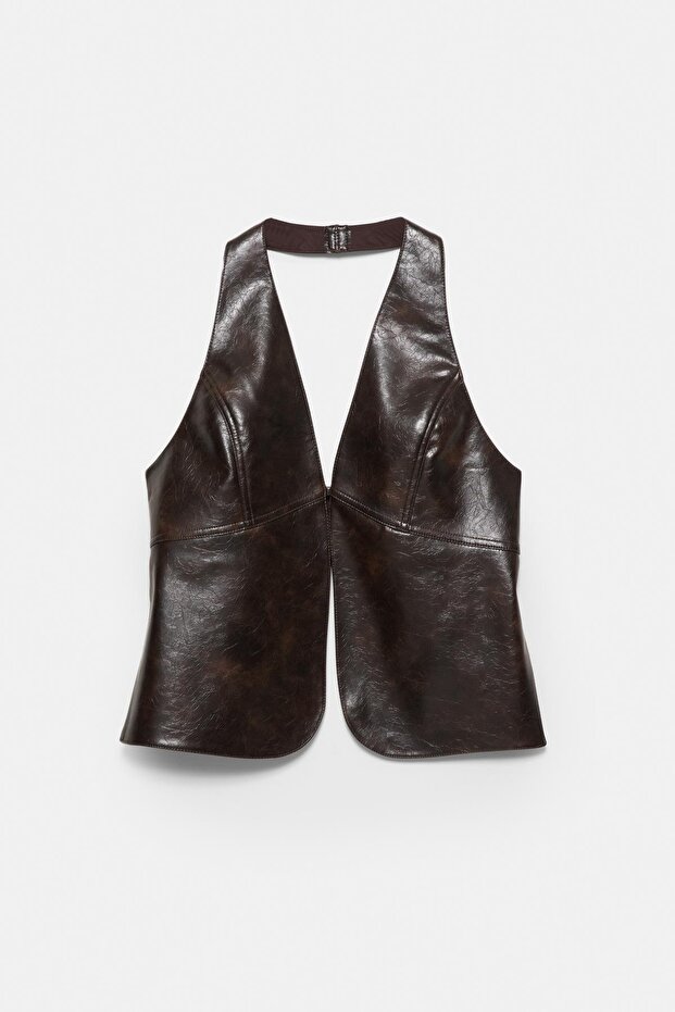 Kahverengi suni deri top - 6