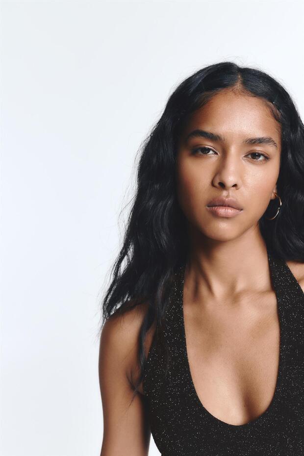 Parıltılı kumaş halter top - 5