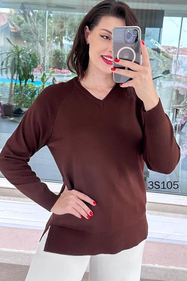 V-Neck Knitwear Blouse 3S105