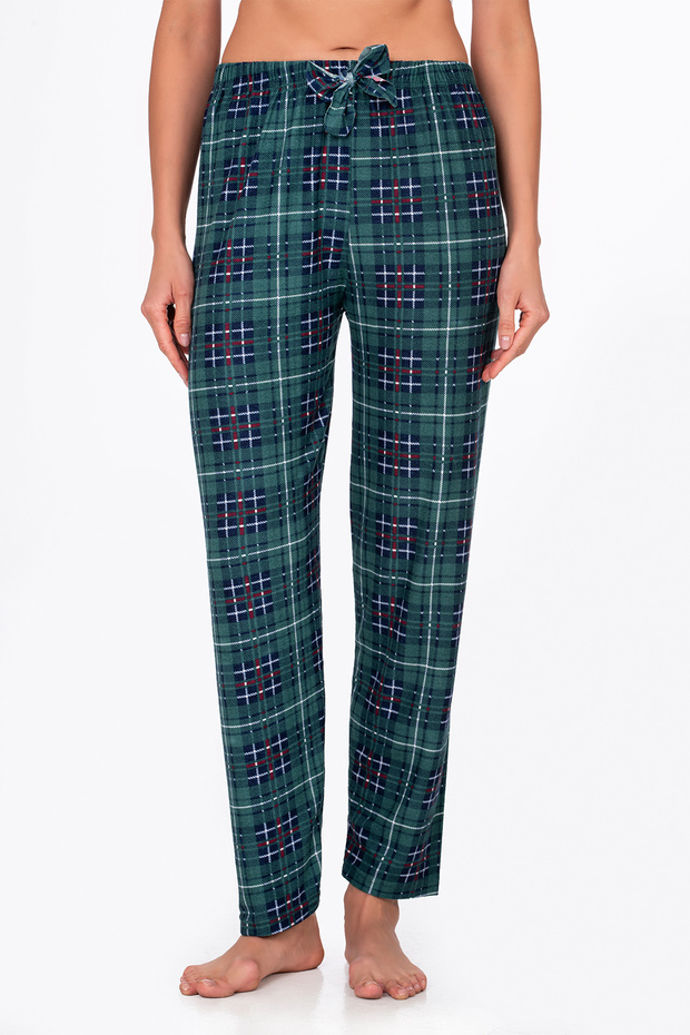 Kadın Süet Kareli Pijama Tek Alt - 4