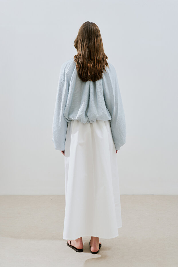 BALON FORM KISA BLUZ MAVİ - 7