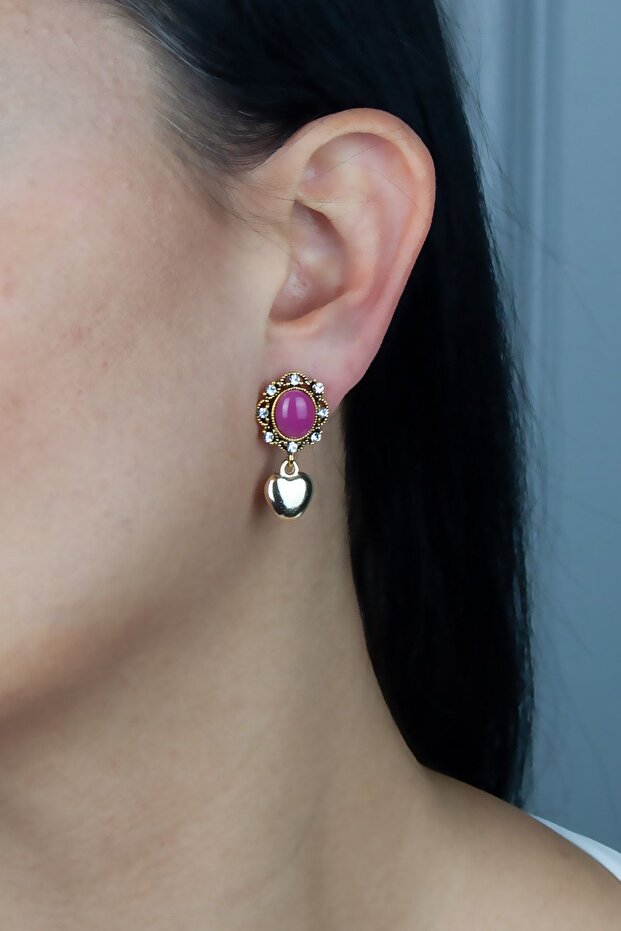Heart Dangle Antique Design Earrings