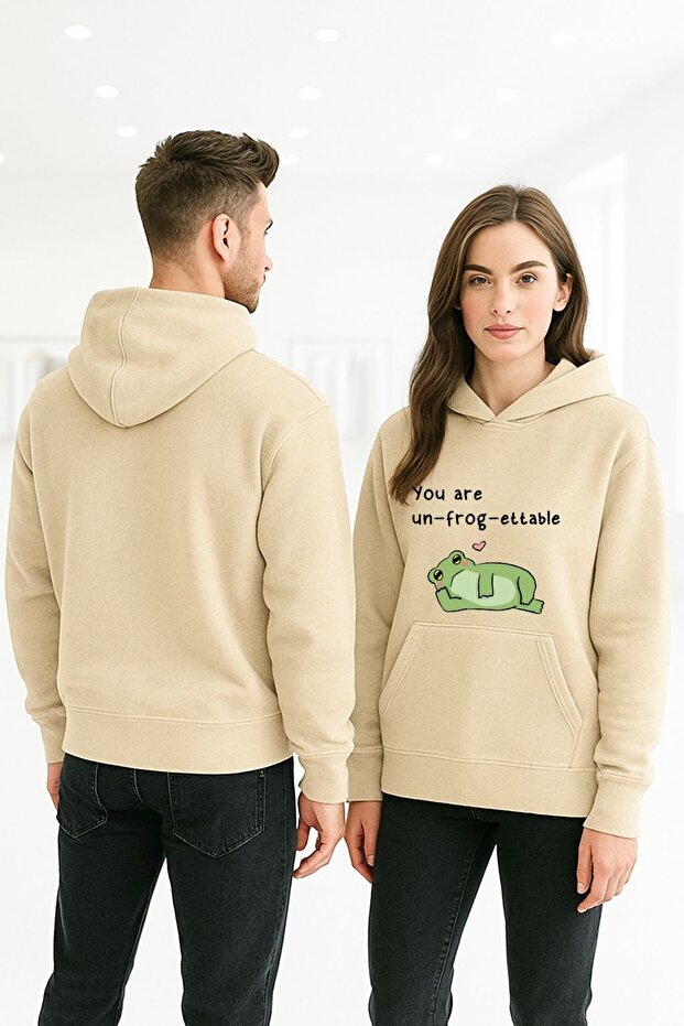 Unisex Women/Men Cotton Oversized Hooded Frog Printed Sweatshirt