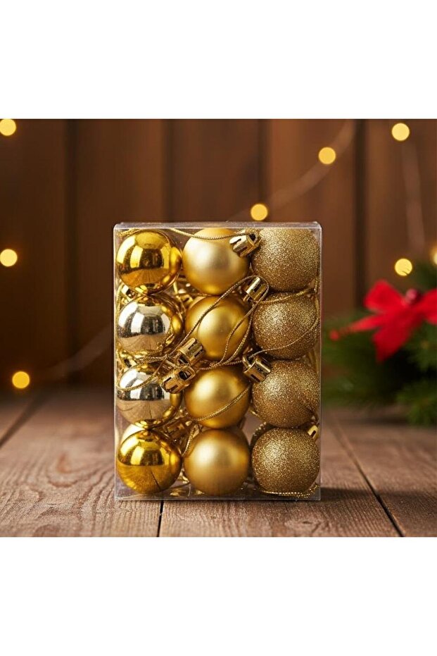 Ert-Yil-25301-Gld New Year Top 3 cm 24 Pieces Pvc Boxed