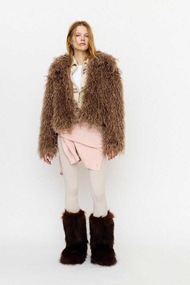 Kıvırcık suni kürk ceket - 3