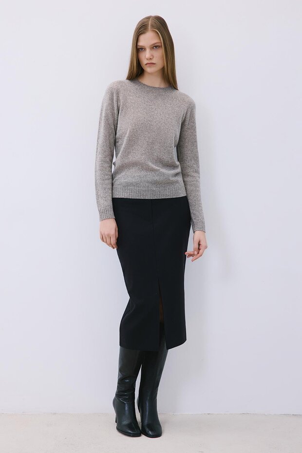 Kaşmir Basic Vizon Triko Bluz - 3