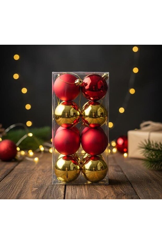 Ert-Yil-25302 New Year Top Gold/Red 5 cm 8 Pieces Pvc Boxed