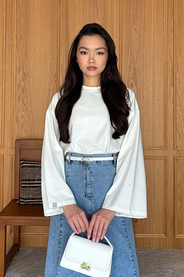 Ekru Uzun Kollu Basic Body - 1