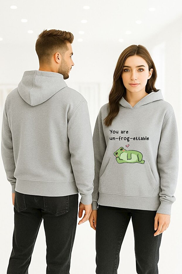 Unisex Women/Men Cotton Oversized Hooded Frog Printed Sweatshirt