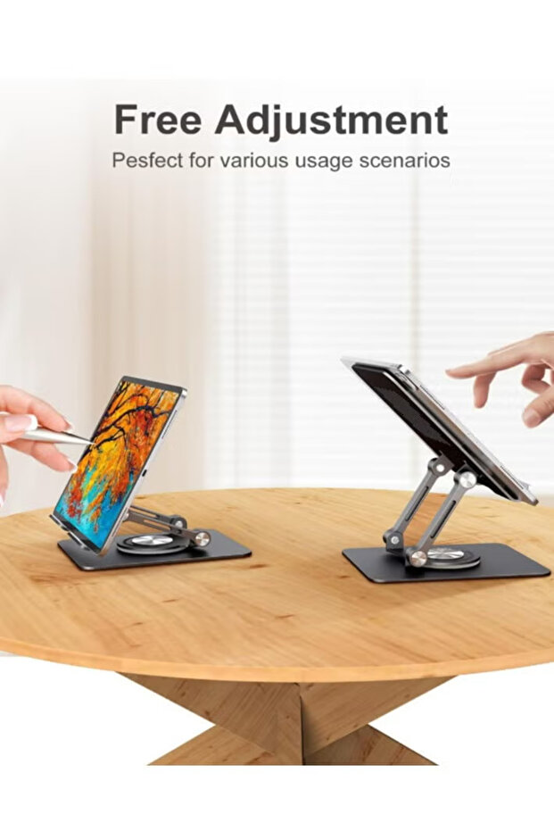 حامل دوار للكمبيوتر اللوحي، مع قاعدة دوارة 360 درجة، حامل iPad قابل للتعديل والطي، متوافق - 5