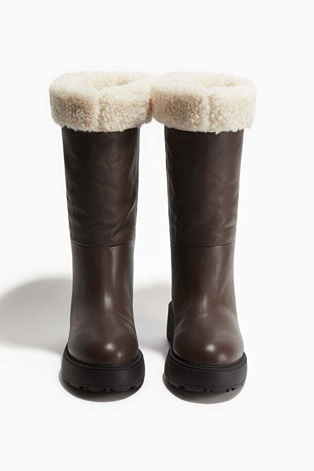 أحذية جلدية مبطنة دافئة - 4