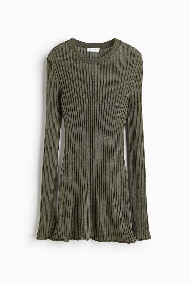 Sheer rib-knit top