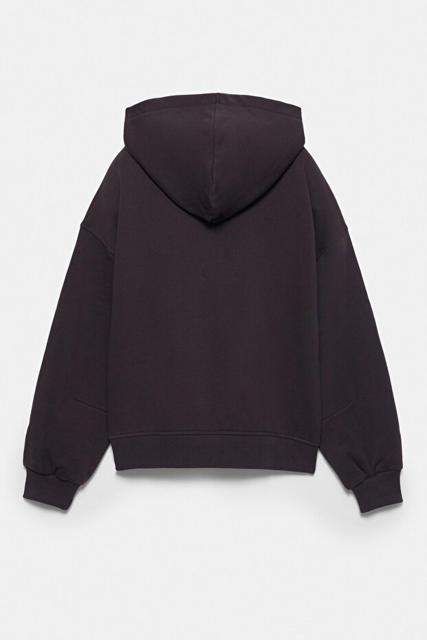 Kahverengi kapüşonlu sweatshirt - 7