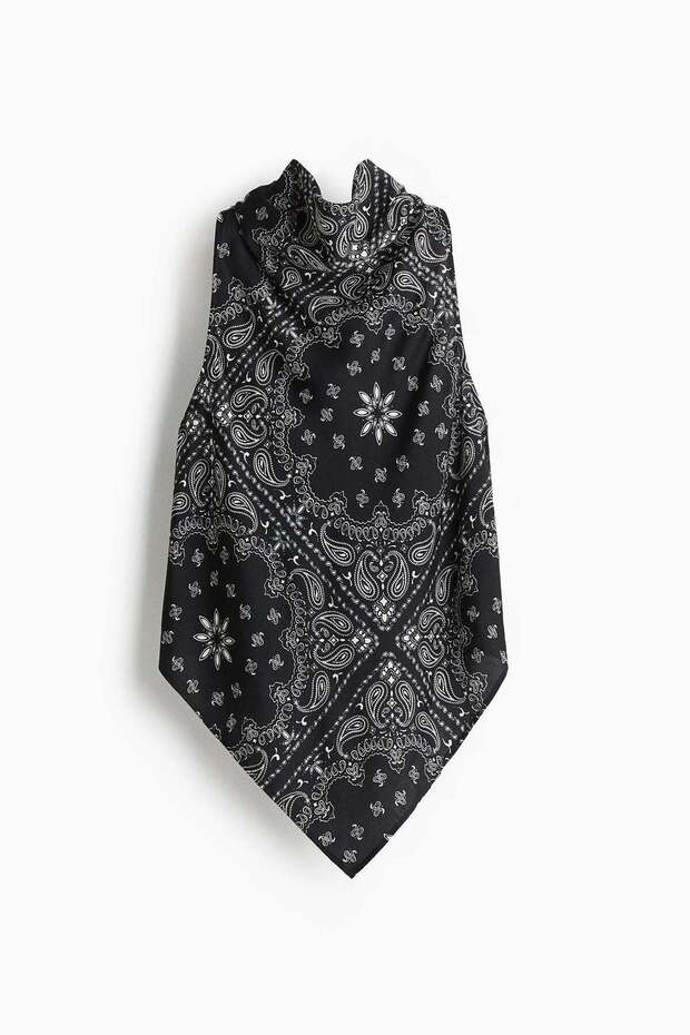 Tie-neck satin top