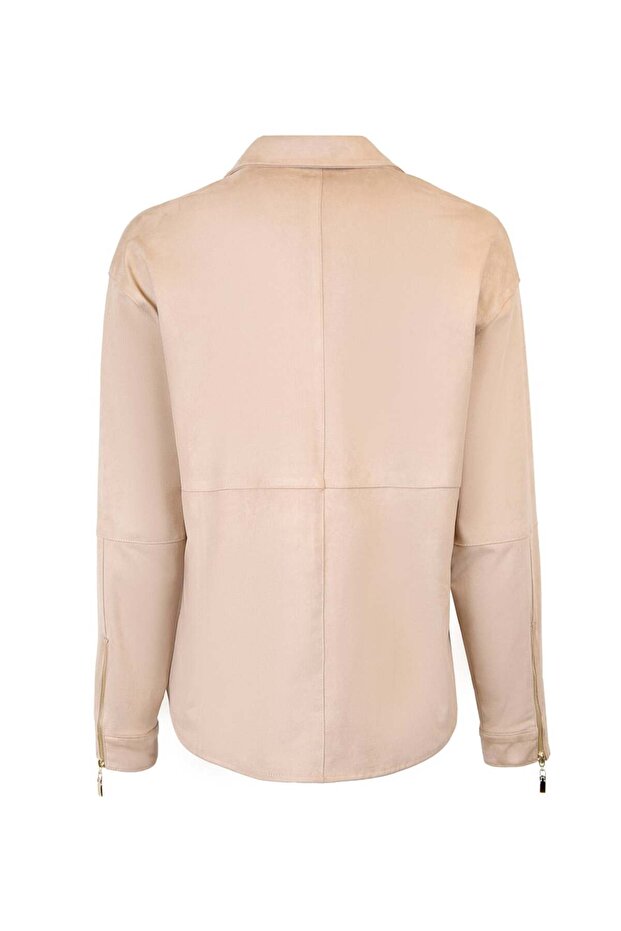 Dikiş Detaylı Süet Gömlek - 4