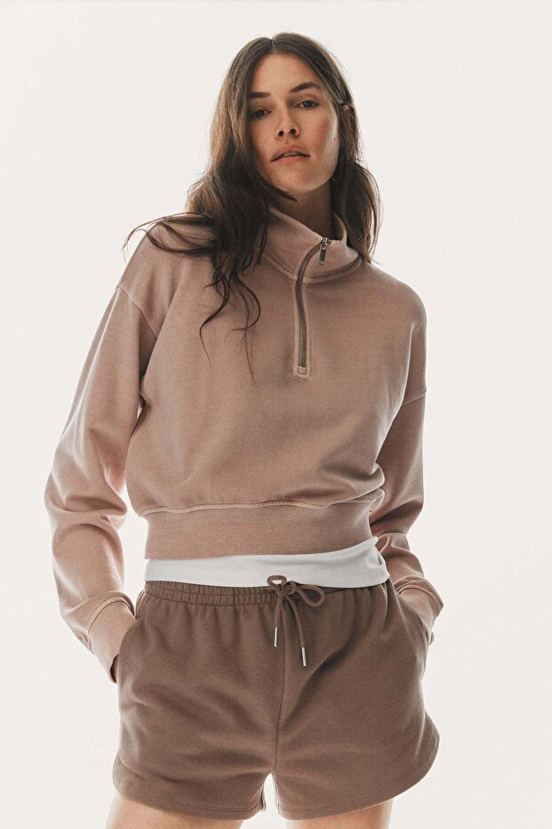 Washed-look zip-top sweatshirt