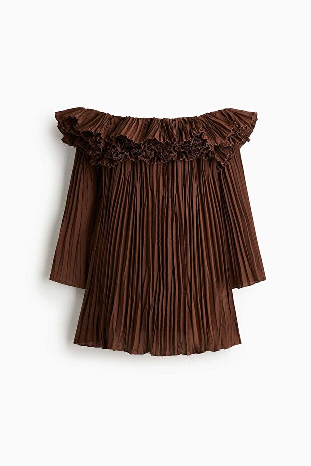Pleated off-the-shoulder dress