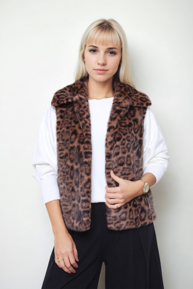 Leopar Desen Yelek - 1