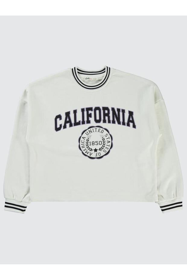 California Printed 10-13 Years Old Sweatshirt - Ecru 13-14 Years Old