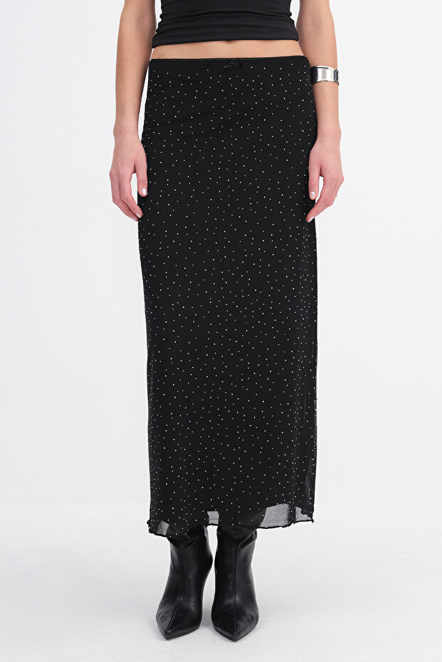 Taşlı Midi Etek E17692 - 5