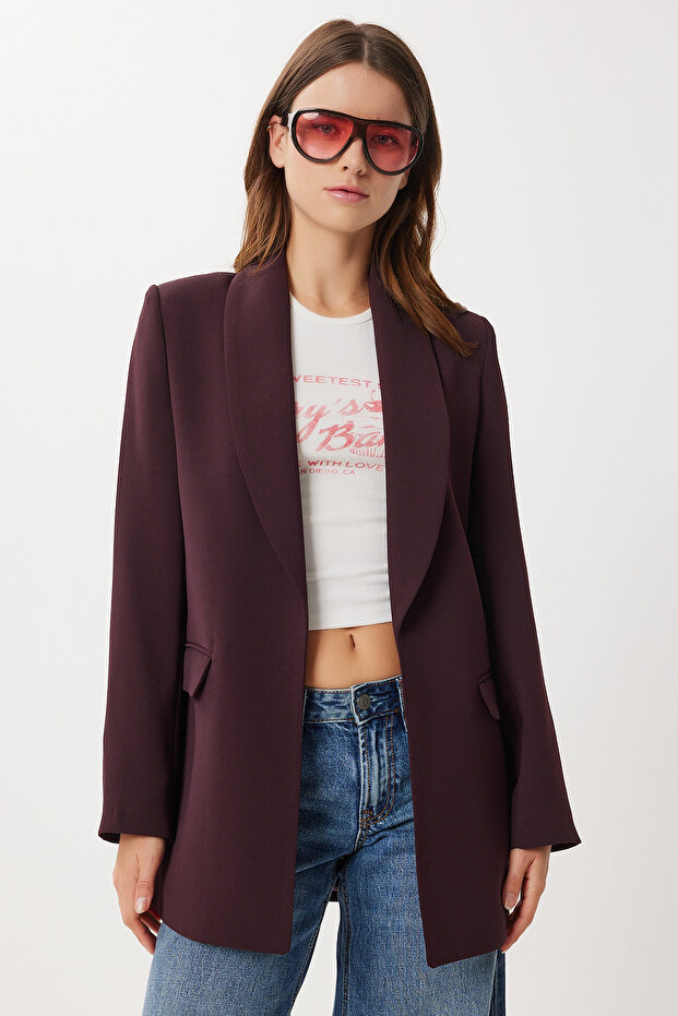 Shoulder Pad Piece Blazer Woven Jacket Lxa0006 Mürdüm