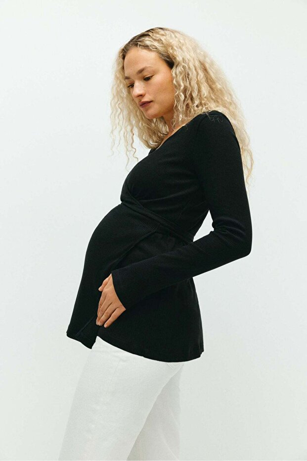 MAMA Ribbed wrap top