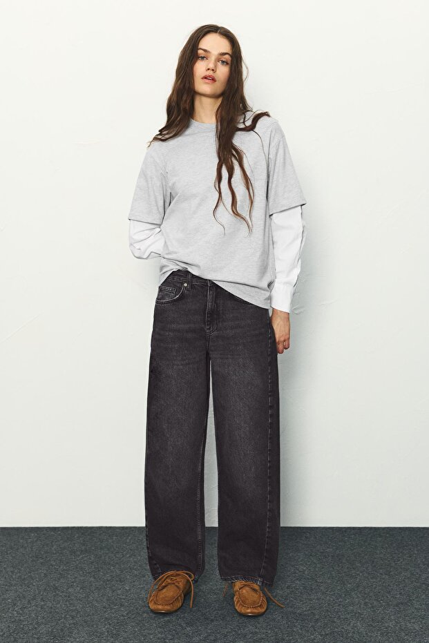 Düşük bel barrel jean - 2