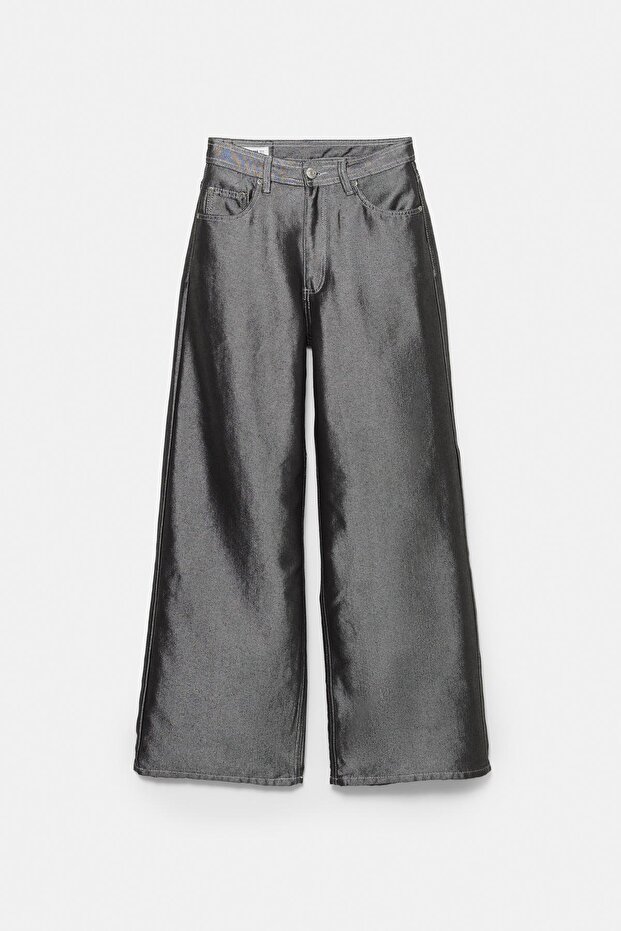 Gümüş kaplama baggy jean - 9