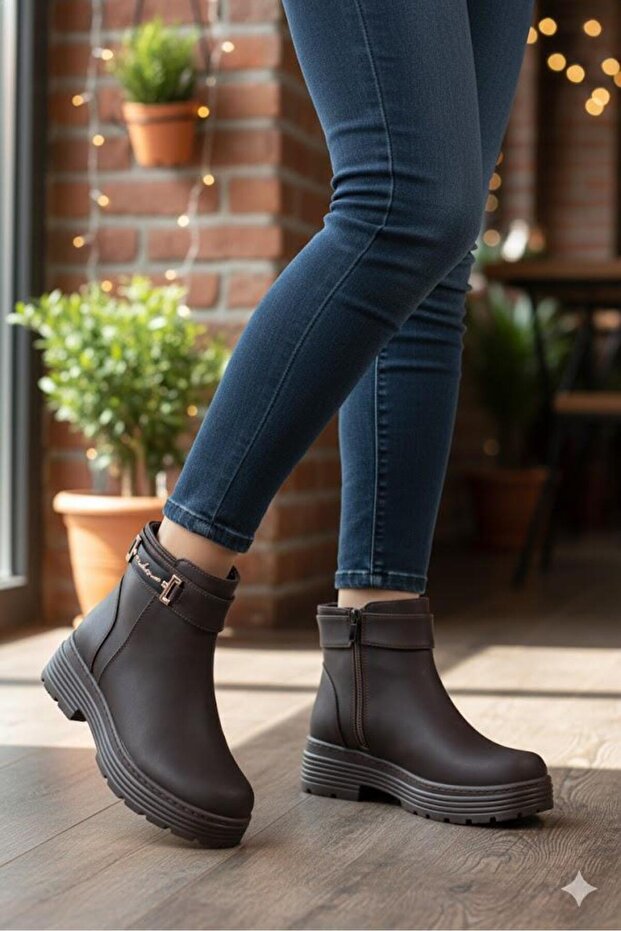 1187 Comfortable Warm Lining Non-Slip Sole Zippered Women's Boots