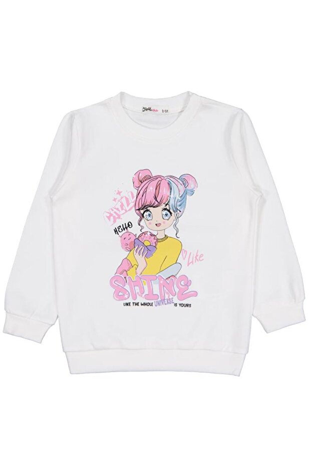 Anime Printed 2-5 Years Old Sweatshirt - Ecru 5-6 Years Old